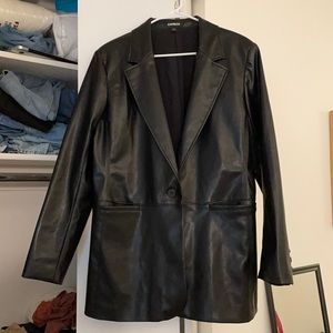 Oversized faux leather blazer